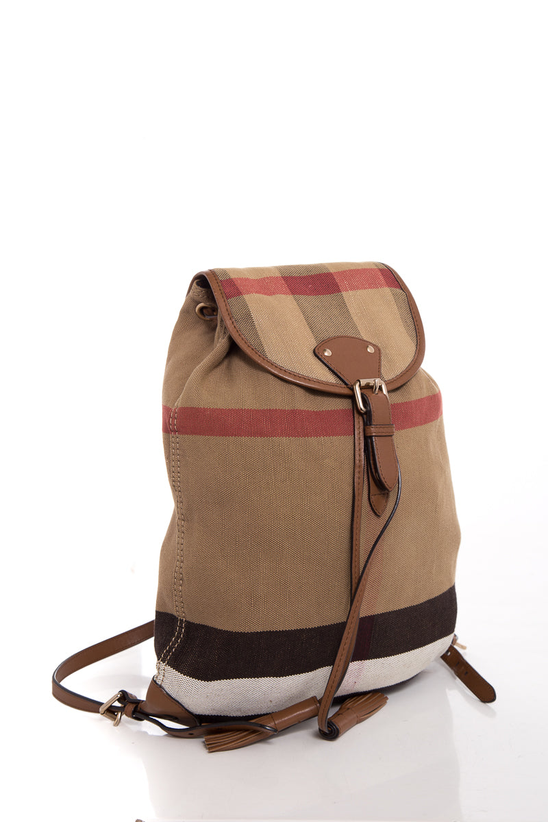 Burberry Nova Plaid Canvas Backpack