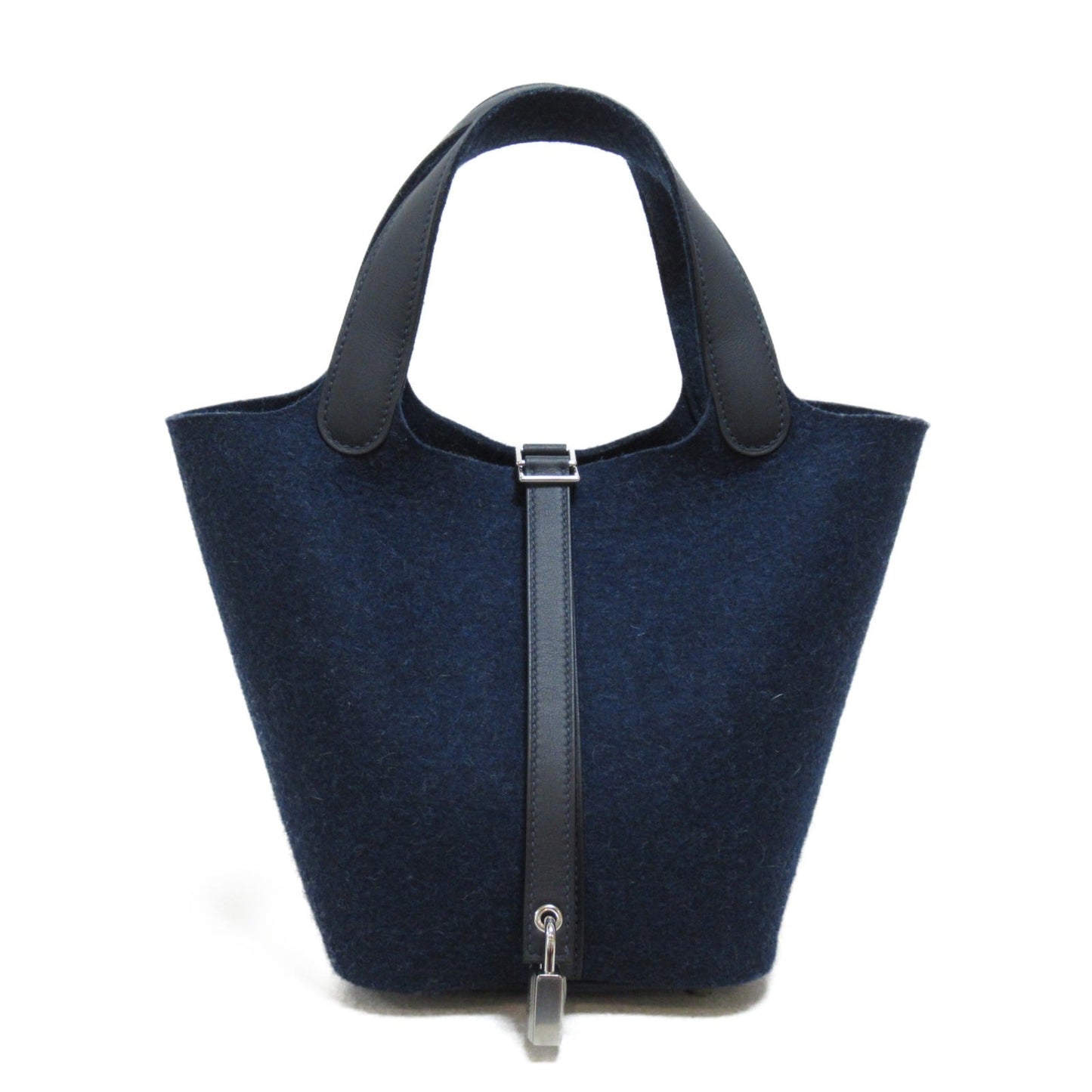 Hermes Picotin Lock Tote Bag Bag Leather Felt   Navyes