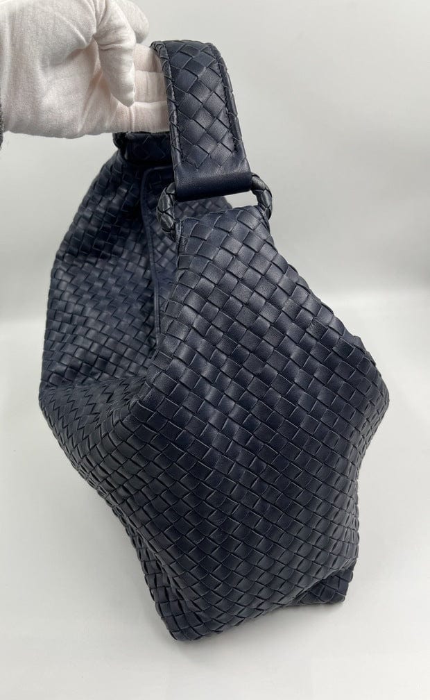 Bottega Veneta Intrecciato Navy Shoulder Bag