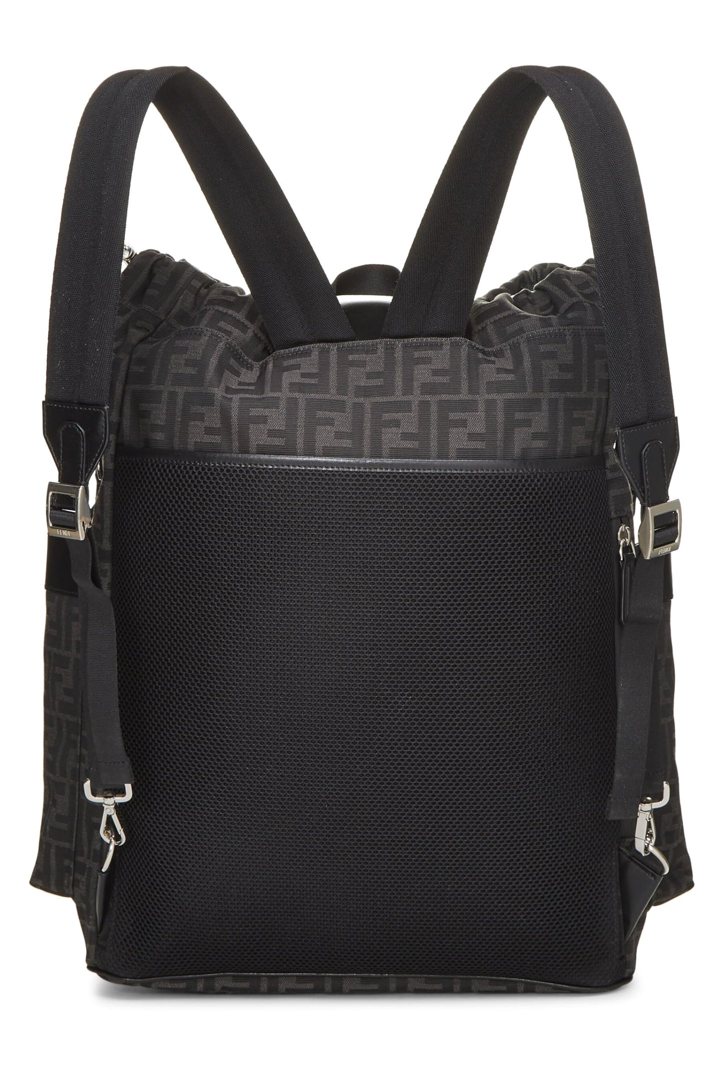 Fendi,  Black Zucca Double Pocket Backpack, Black