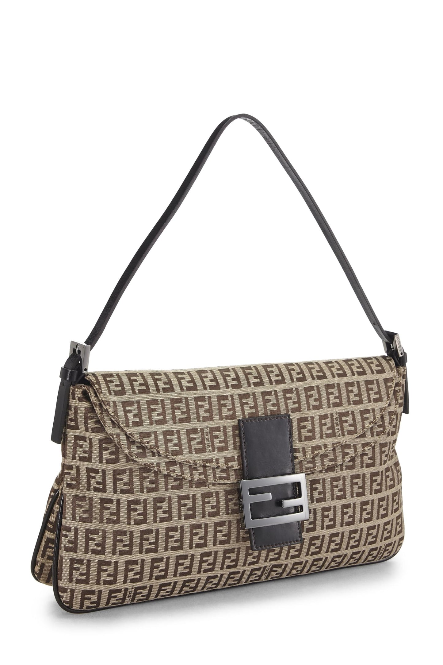 Fendi,  Brown Zucchino Canvas Shoulder Bag, Brown