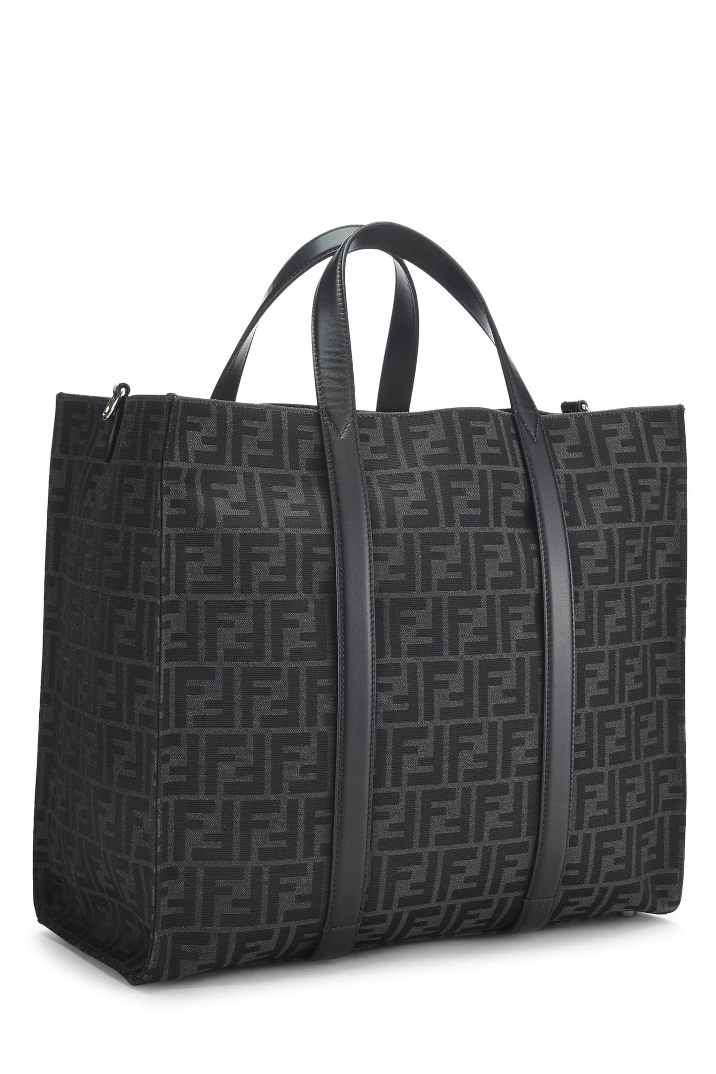 Fendi,  Black Zucca Canvas Shopping Tote, Black