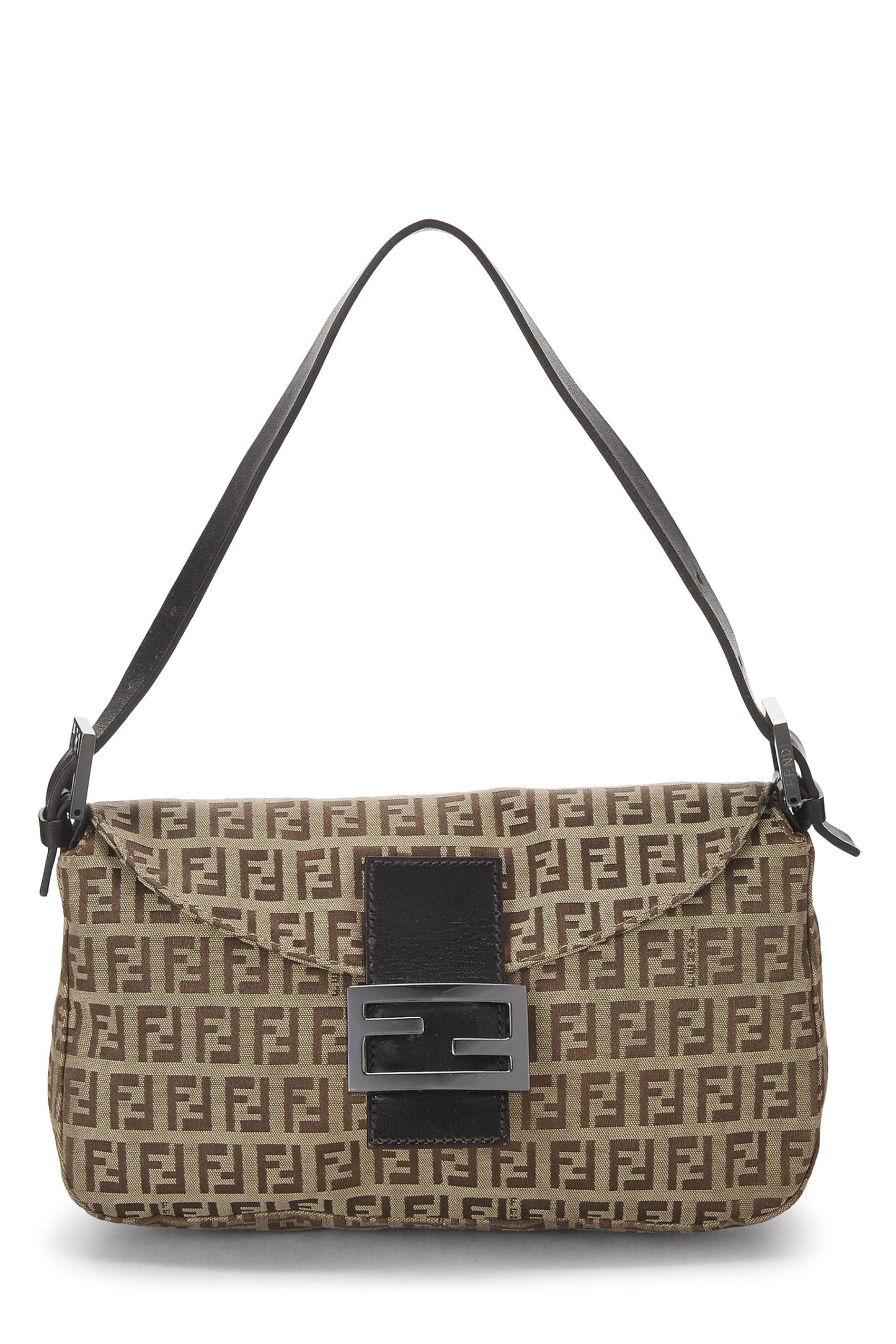 Fendi,  Brown Zucchino Canvas Shoulder Bag, Brown