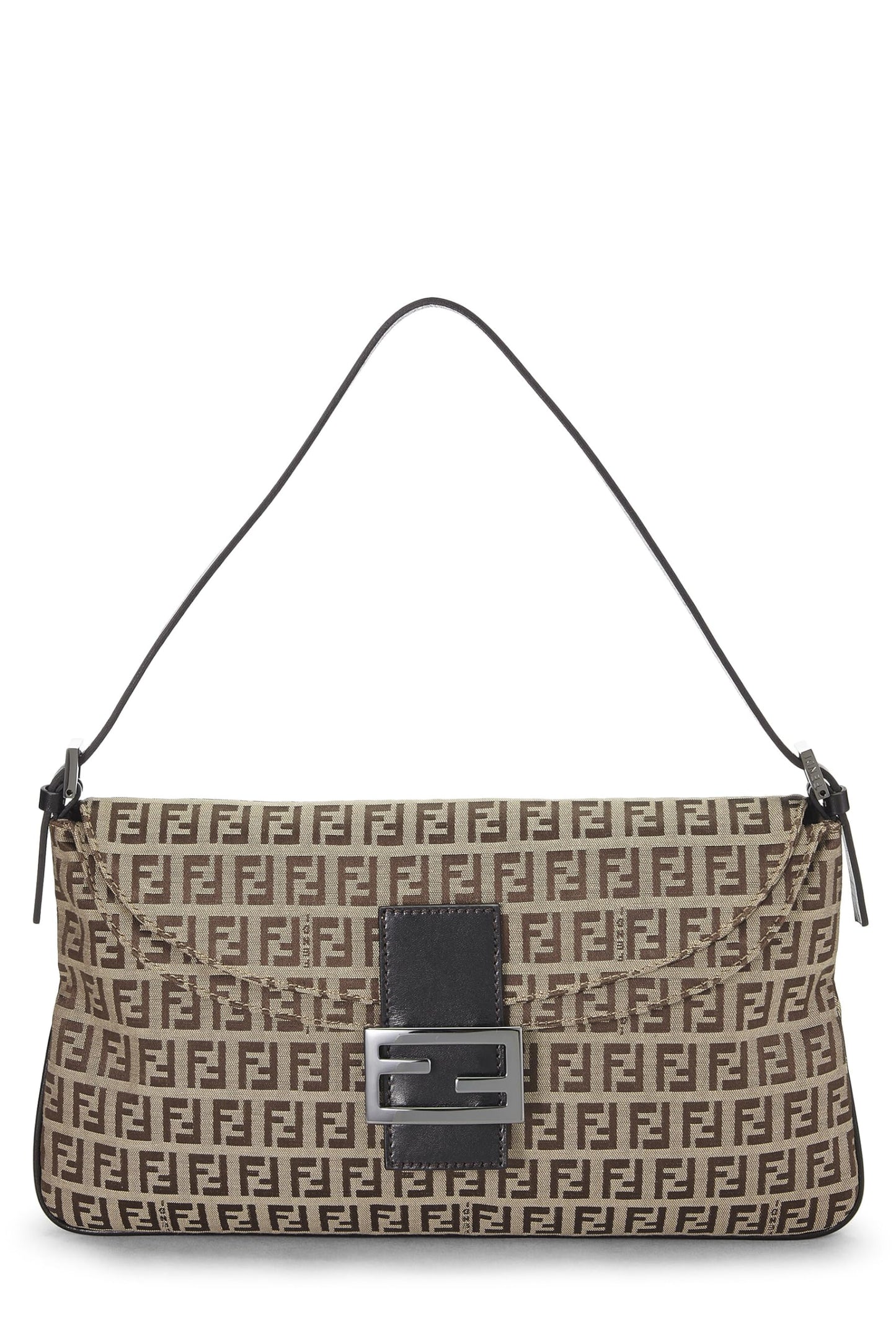 Fendi,  Brown Zucchino Canvas Shoulder Bag, Brown