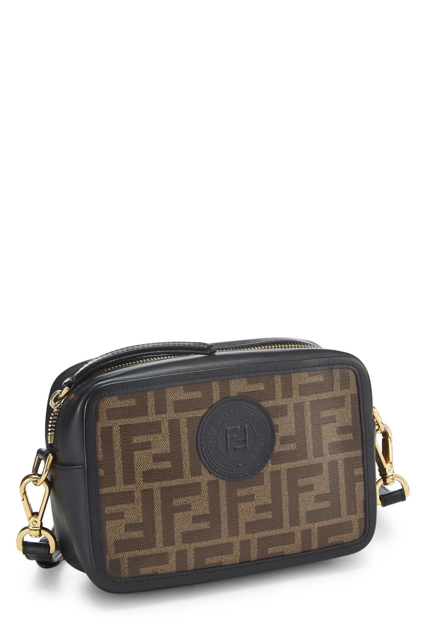 FENDI,  Black Zucca Coated Canvas Camera Bag Mini, Brown