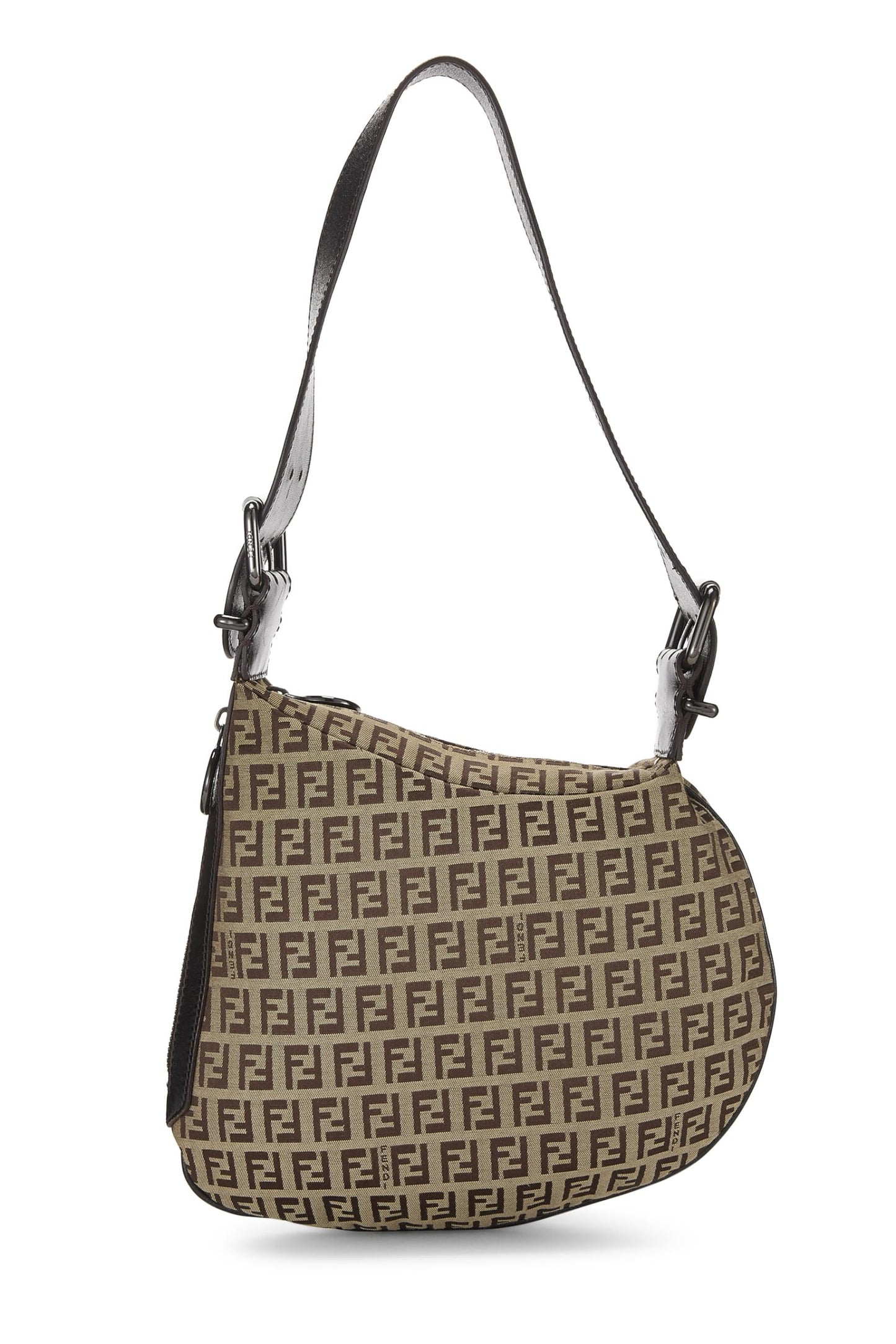 Fendi,  Brown Zucchino Canvas Shoulder Bag, Brown