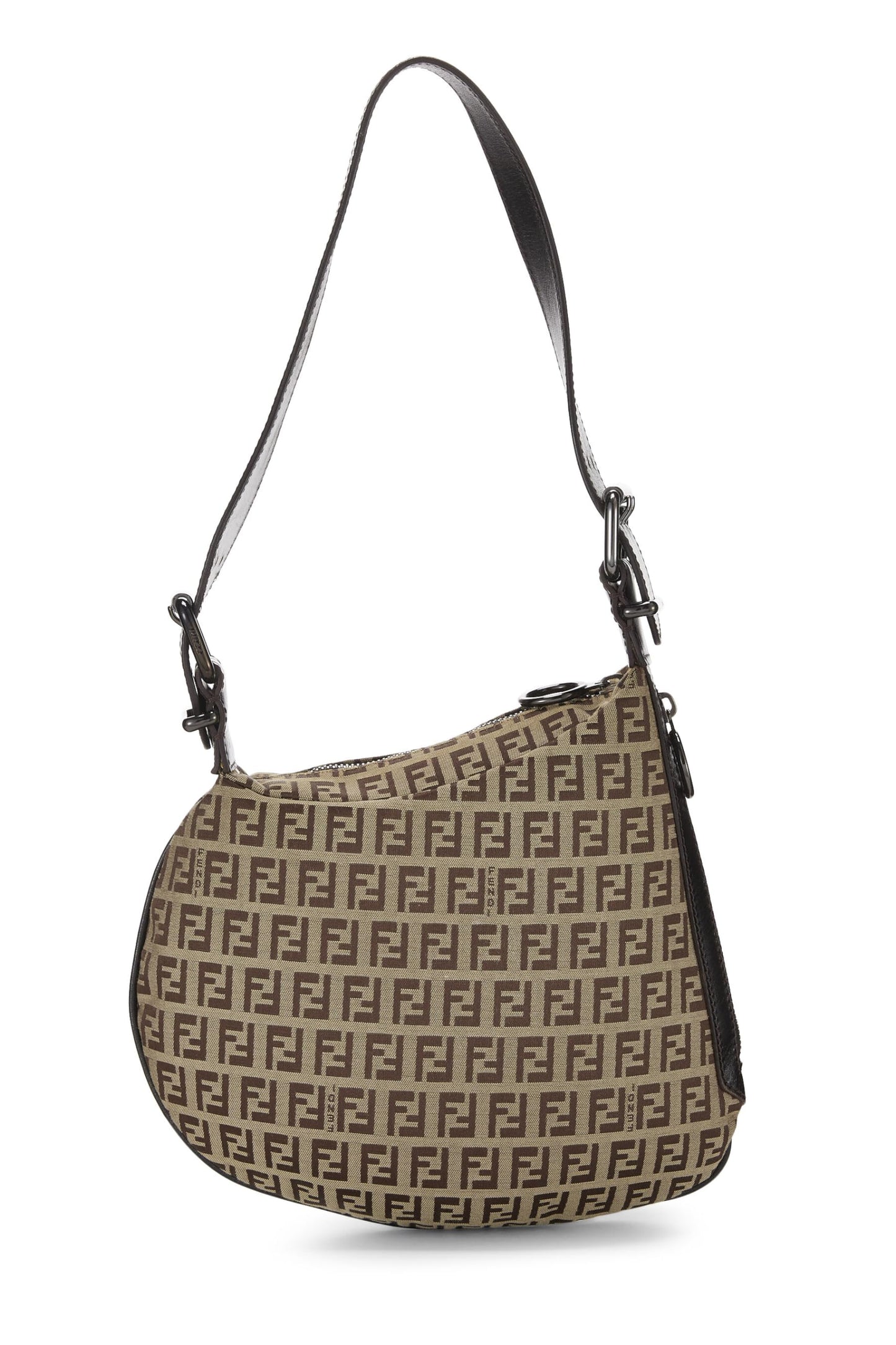 Fendi,  Brown Zucchino Canvas Shoulder Bag, Brown