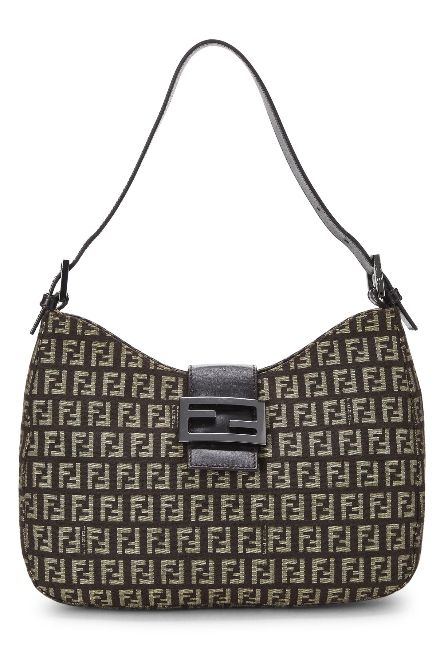 Fendi,  Brown Zucchino Canvas Shoulder Bag, Brown