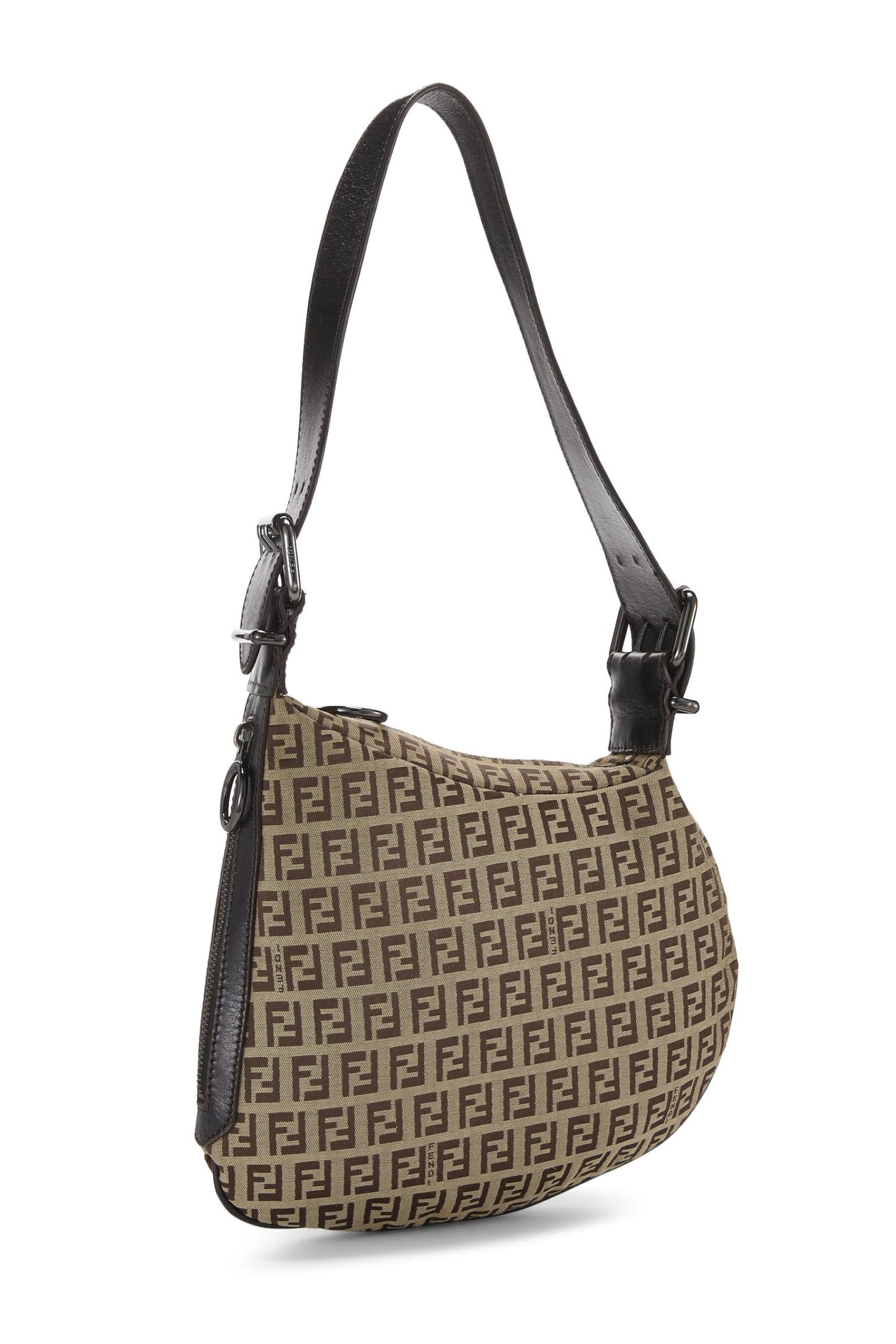 Fendi,  Brown Zucchino Canvas Shoulder Bag, Brown