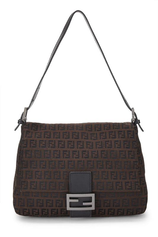 Fendi,  Brown Zucchino Canvas Mama, Black