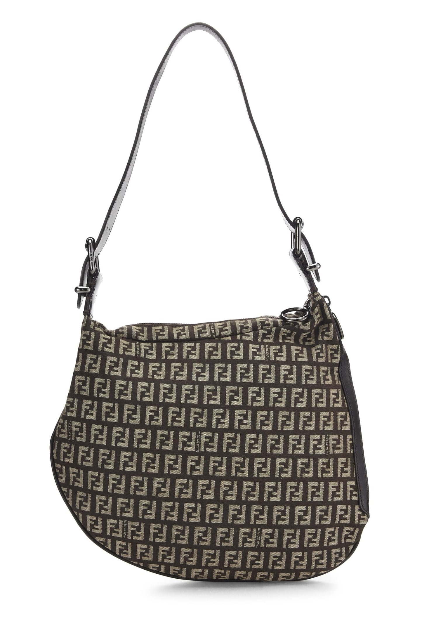 Fendi,  Brown Zucchino Canvas Oyster Bag, Brown