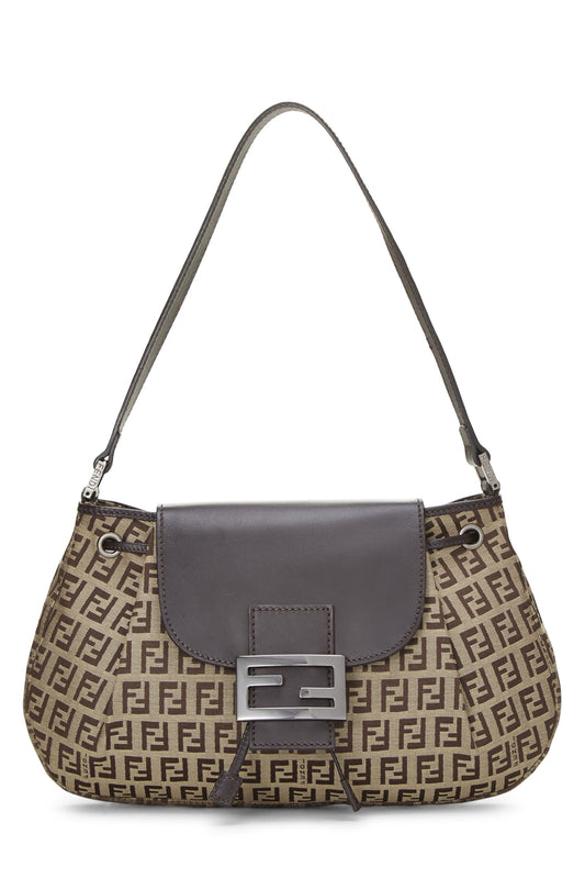 Fendi,  Brown Zucchino Canvas Shoulder Bag, Brown