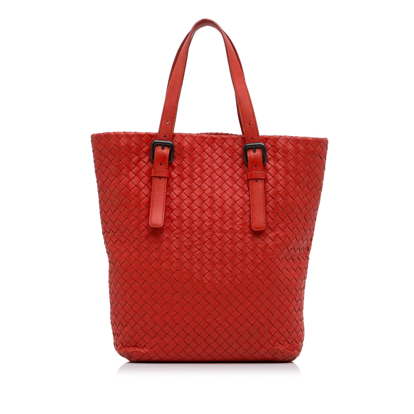 Red Bottega Veneta Large Intrecciato Cesta Tote Bag