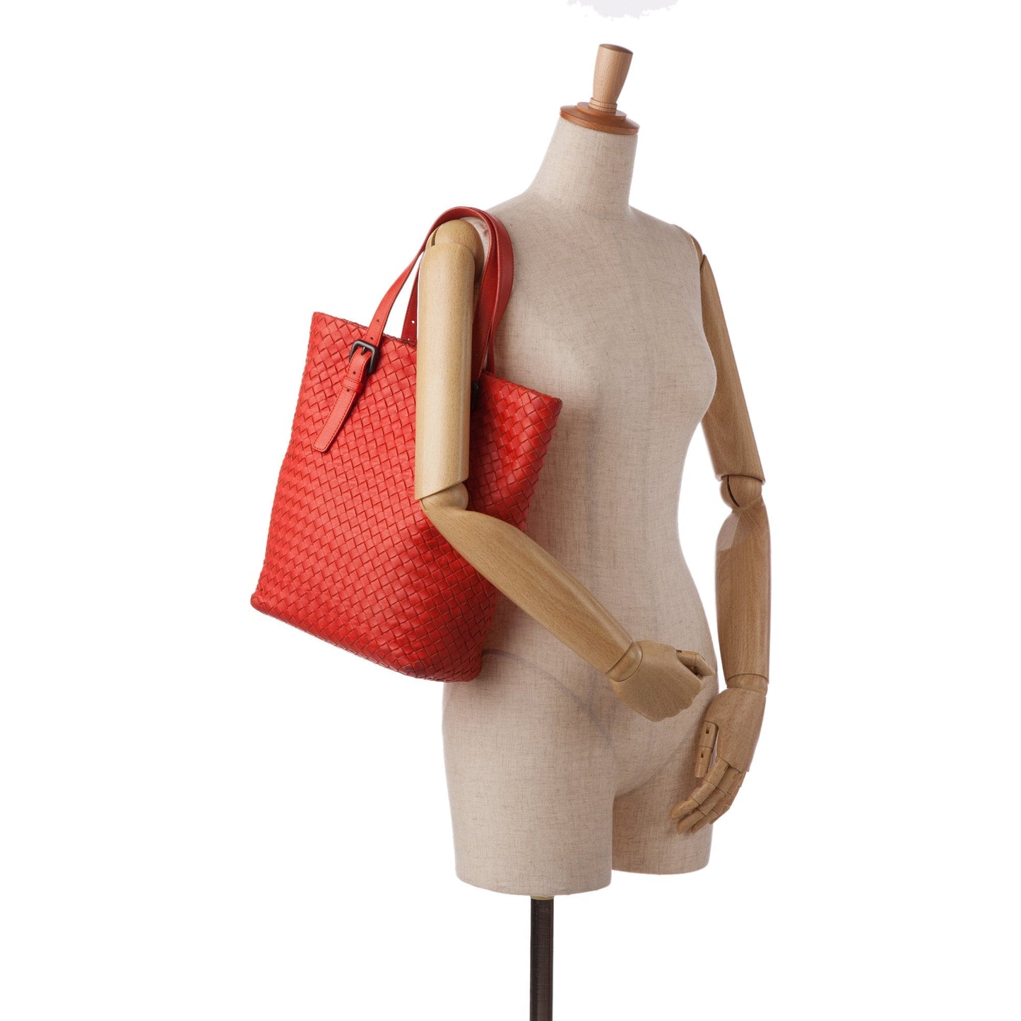 Red Bottega Veneta Large Intrecciato Cesta Tote Bag