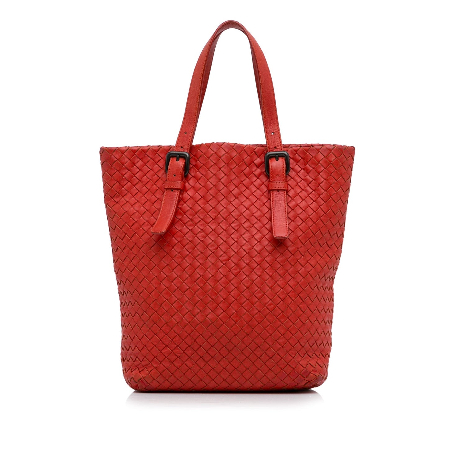 Red Bottega Veneta Large Intrecciato Cesta Tote Bag