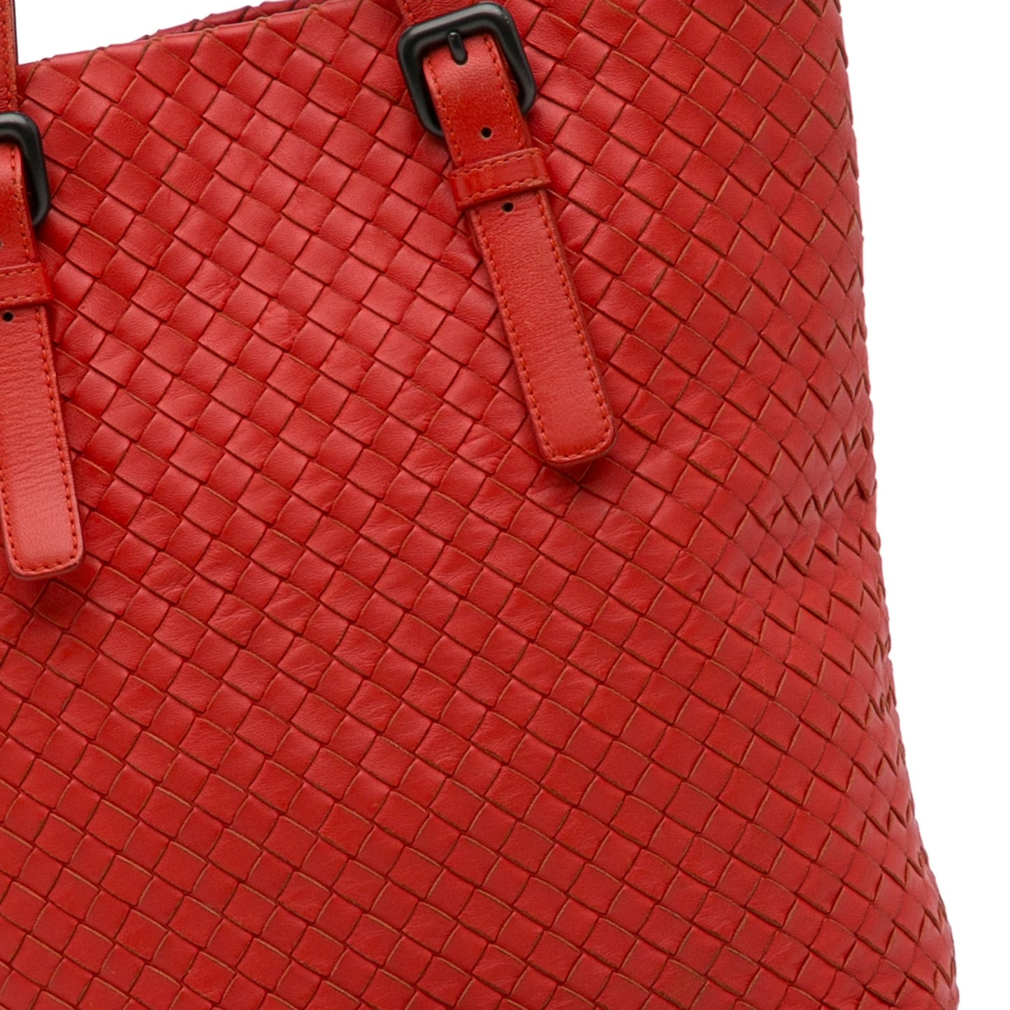 Red Bottega Veneta Large Intrecciato Cesta Tote Bag