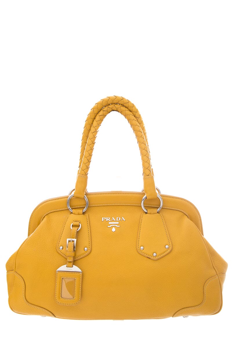 Prada Yellow Vitello Daino Leather Handbag