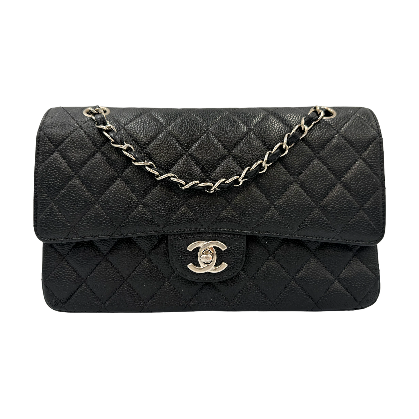 Chanel Classic Double Flap Medium Black Caviar Silver