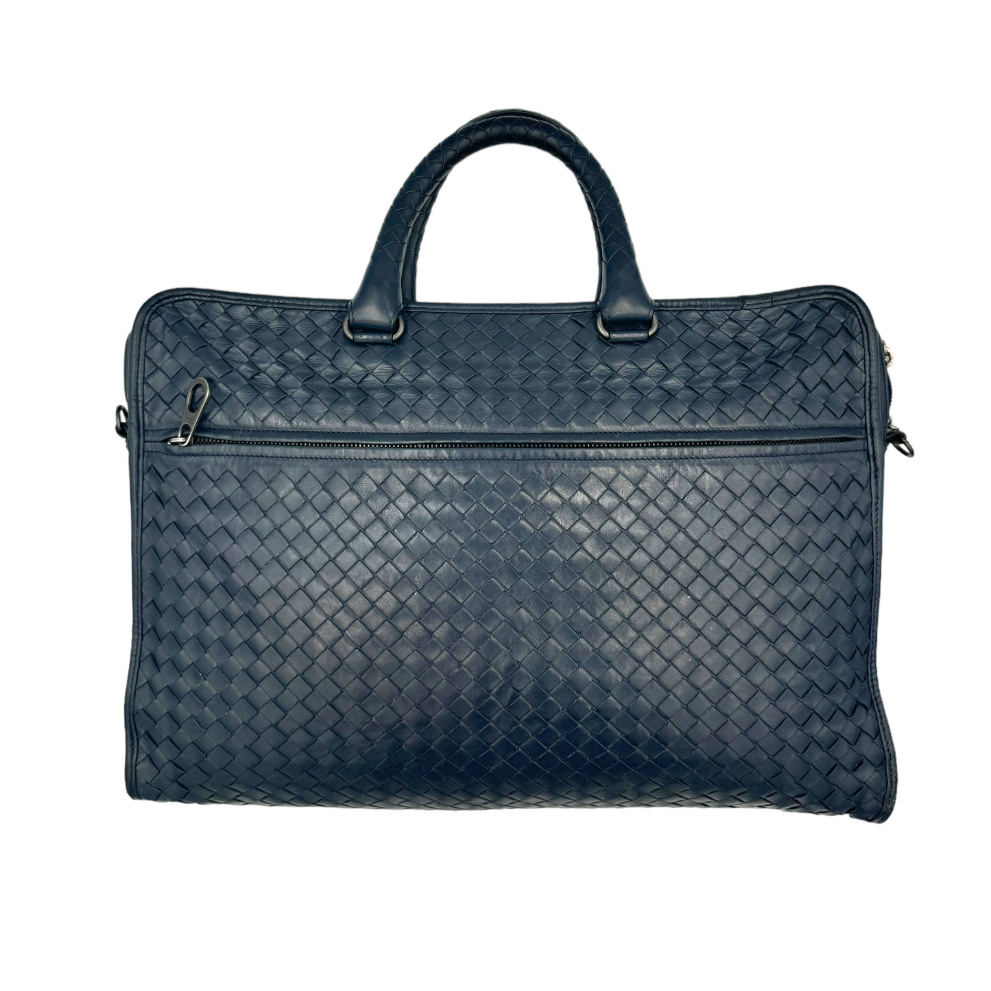 Bottega Veneta Briefcase Blue Intrecciato Leather