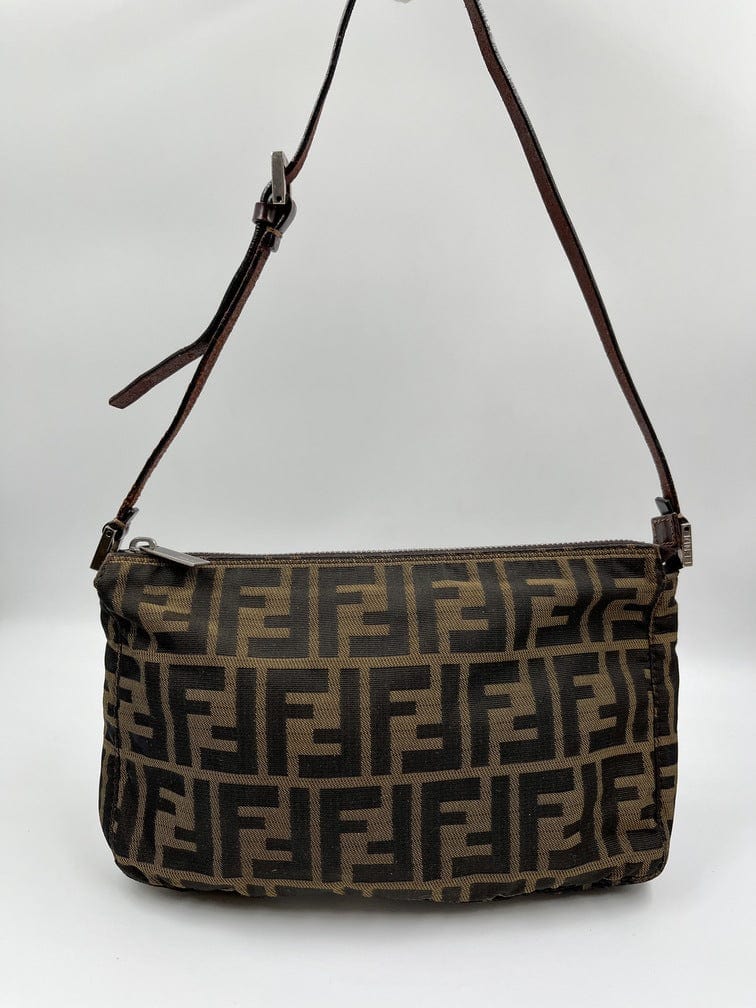 Vintage Fendi Shoulder Bag in Brown Zucca Canvas