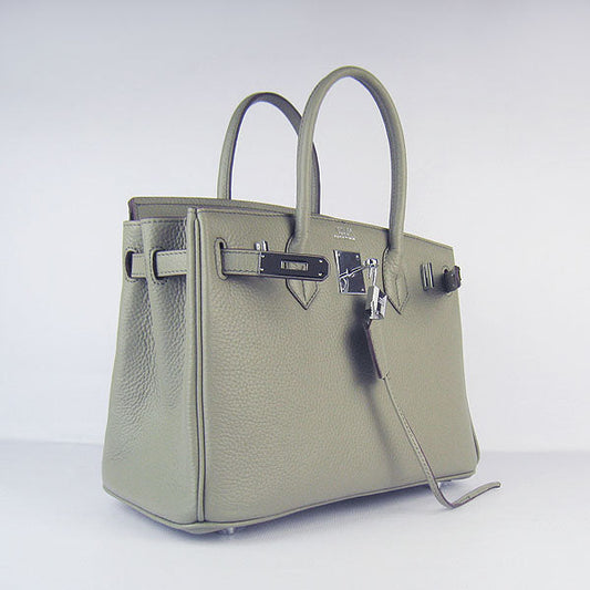 Hermes Birkin 30cm Togo Leather Handbags Dark Grey Silver