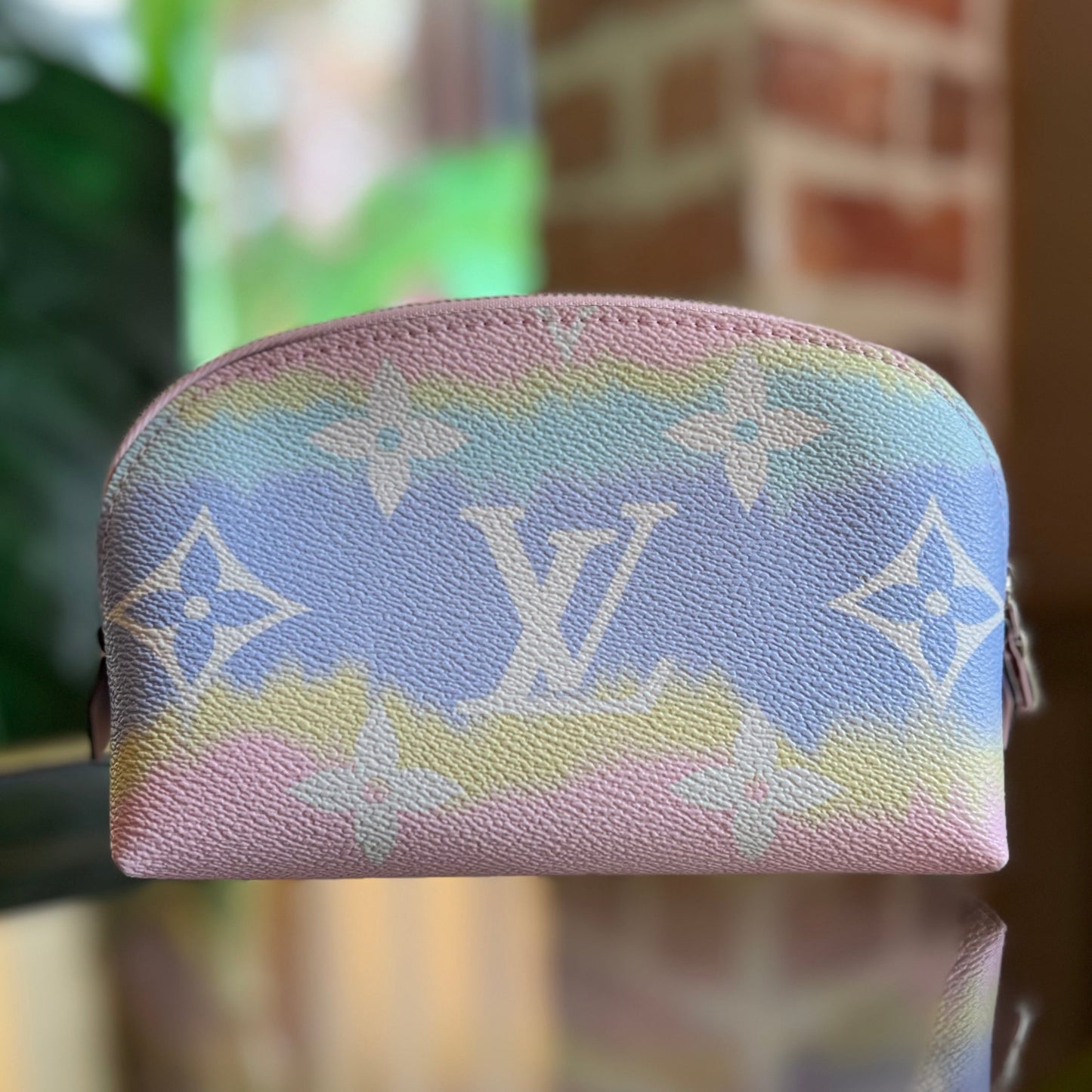 LOUIS VUITTON Pastel Pink Purple Monogram Giant Escale Canvas Cosmetic Pouch