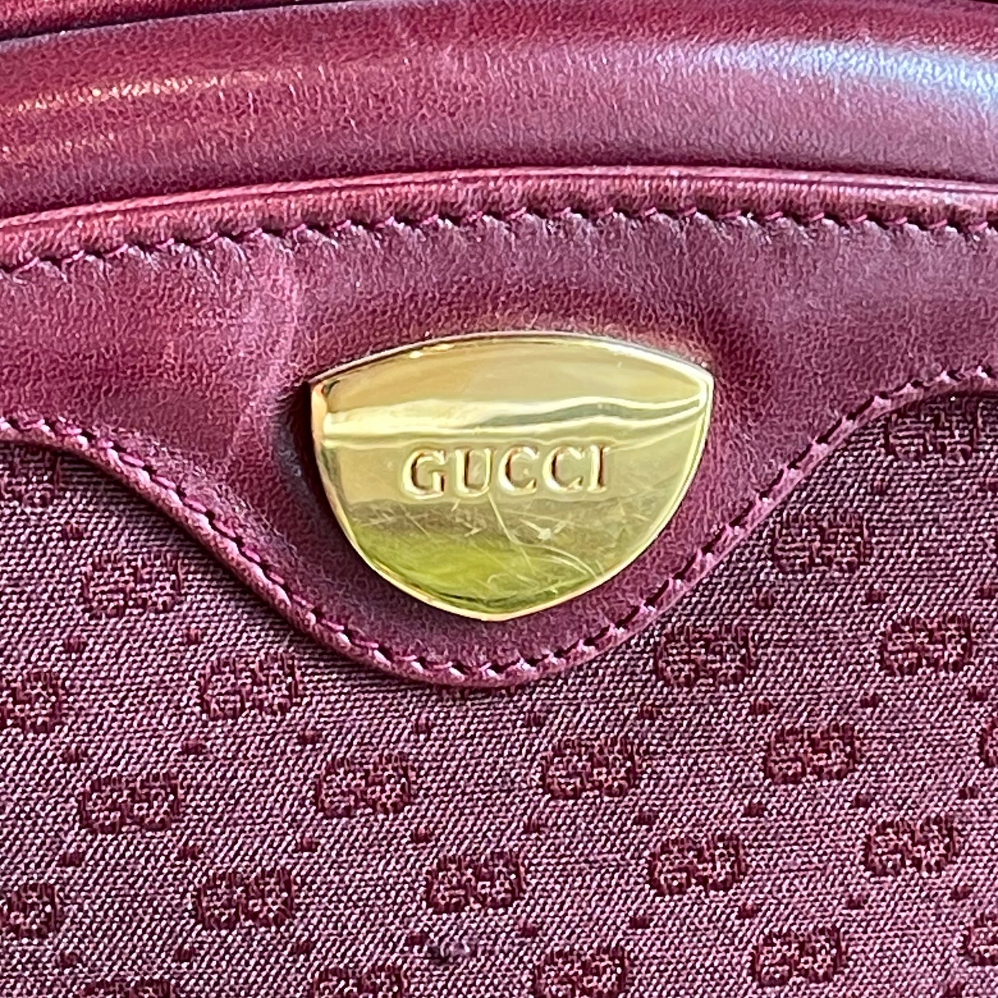 GUCCI Micro Guccisima GG Web Burgundy Crossbody