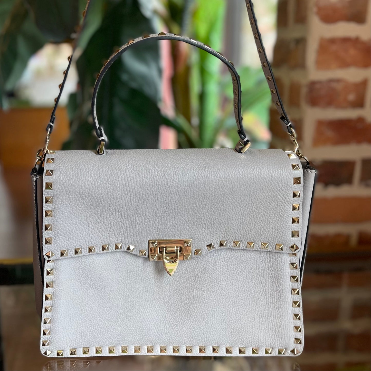 VALENTINO Gray Rockstud Shoulder Bag TS