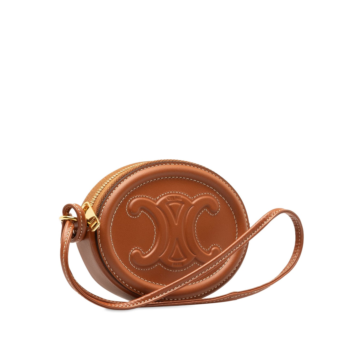 Celine Triomphe Cuir Oval Clutch Brown