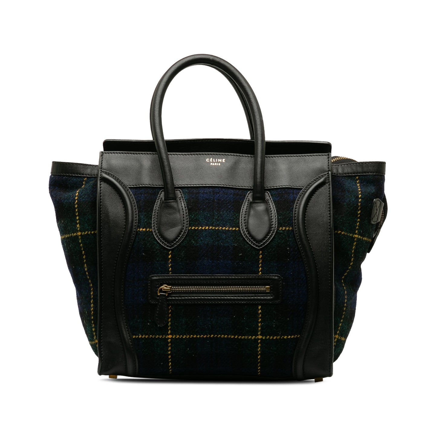 Celine Luggage Tote Mini Tartan Black