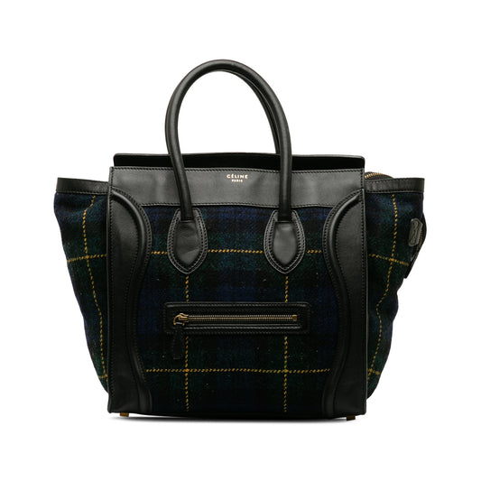 Celine Luggage Tote Mini Tartan Black