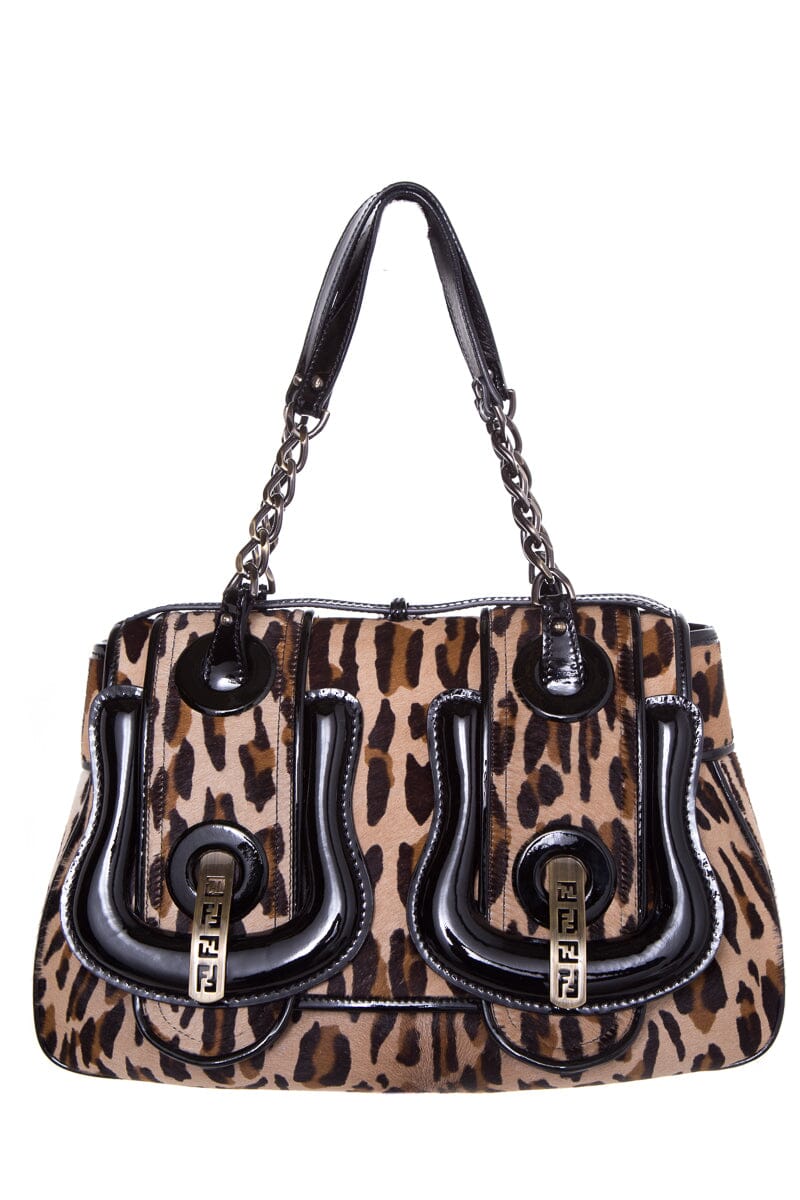 Fendi Leopard Print Calf Hair B Handbag