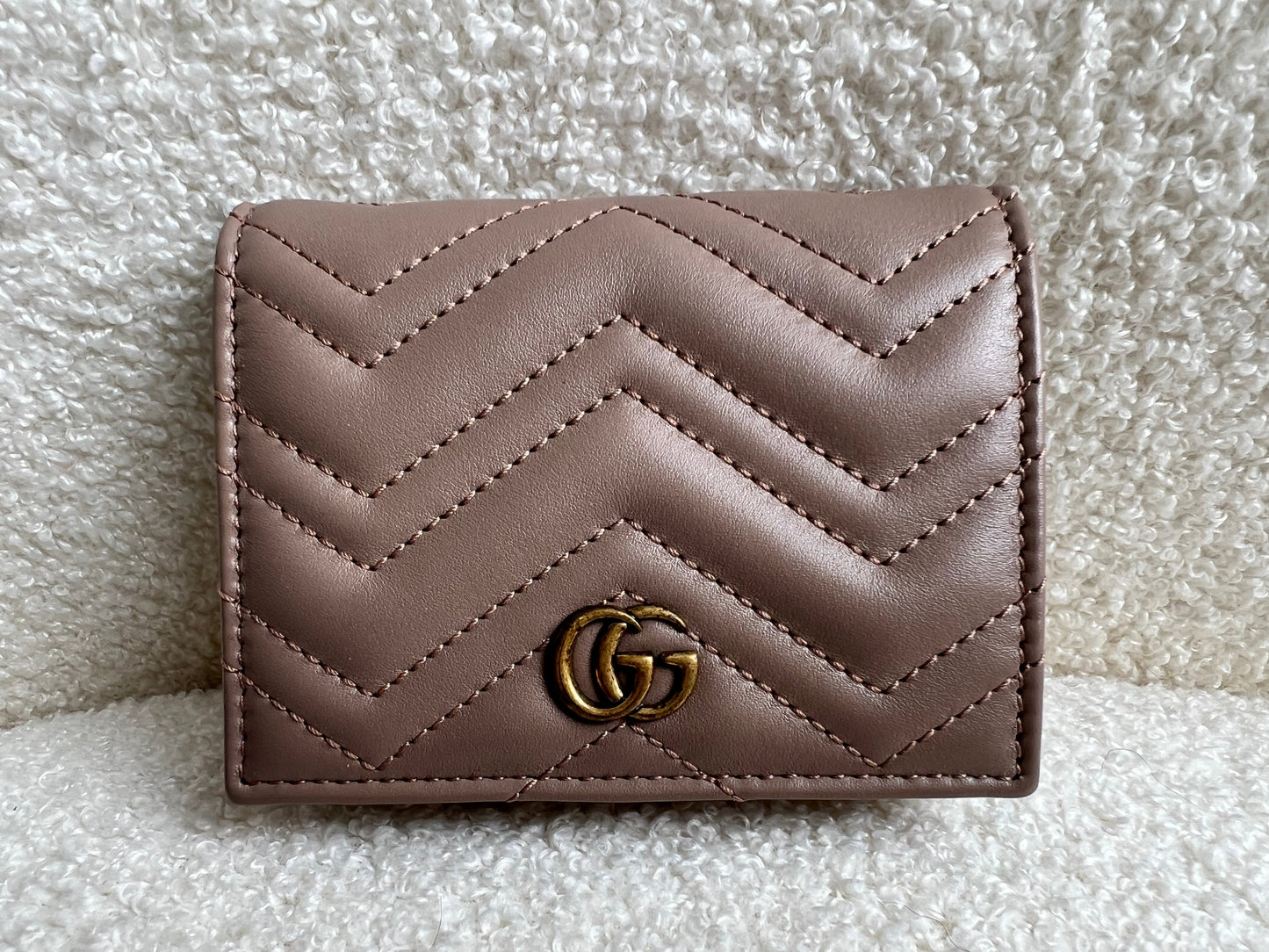 Gucci GG Dusty Pink Marmont Matelassé Card Case Wallet (RRP £345)