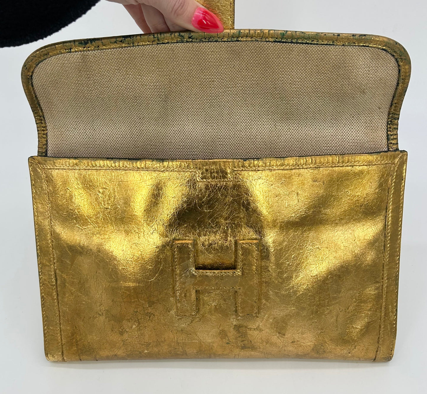 Vintage Hermes Gold Foil Jige Pm