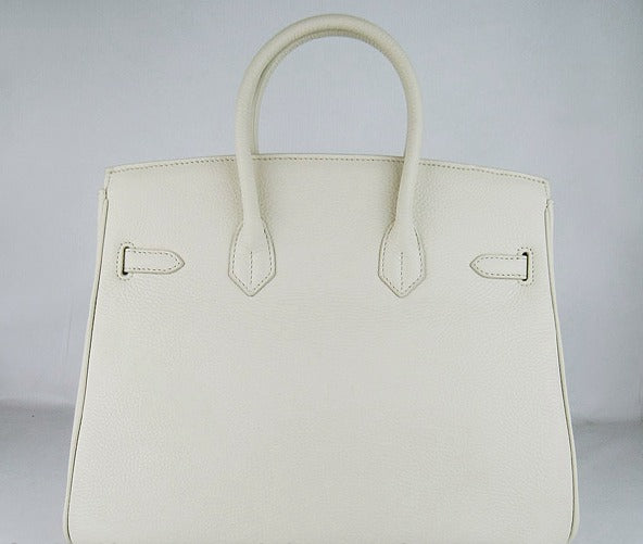 Hermes Birkin 35cm Togo Leather Handbags Beige Silver