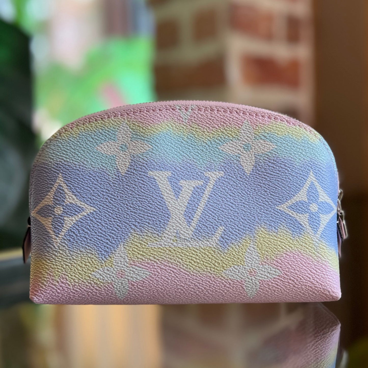 LOUIS VUITTON Pastel Pink Purple Monogram Giant Escale Canvas Cosmetic Pouch