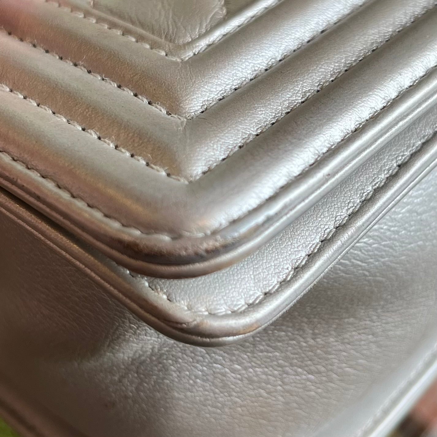 CHANEL Silver Boy Bag Medium