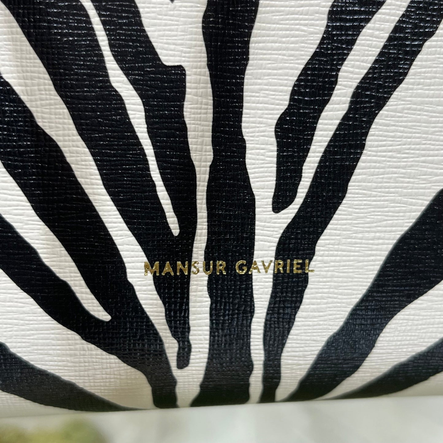 MANSUR GAVRIEL Mini Black White Zebra Print Coated Canvas Bucket Bag