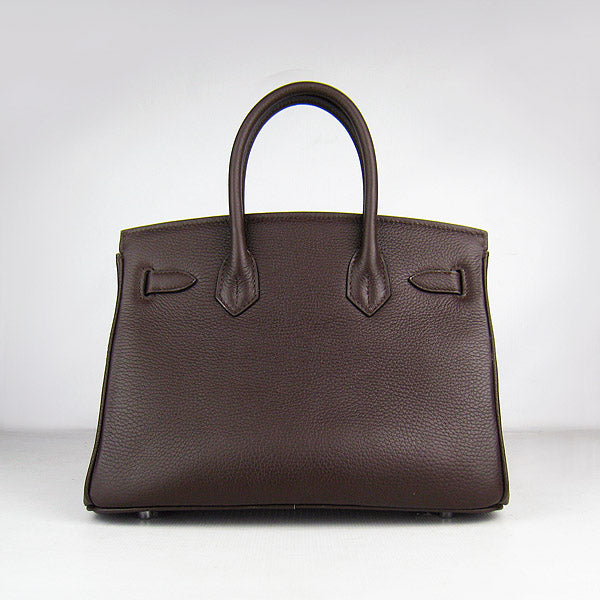 Hermes Birkin 30cm Togo Leather Handbags Dark Coffee Silver