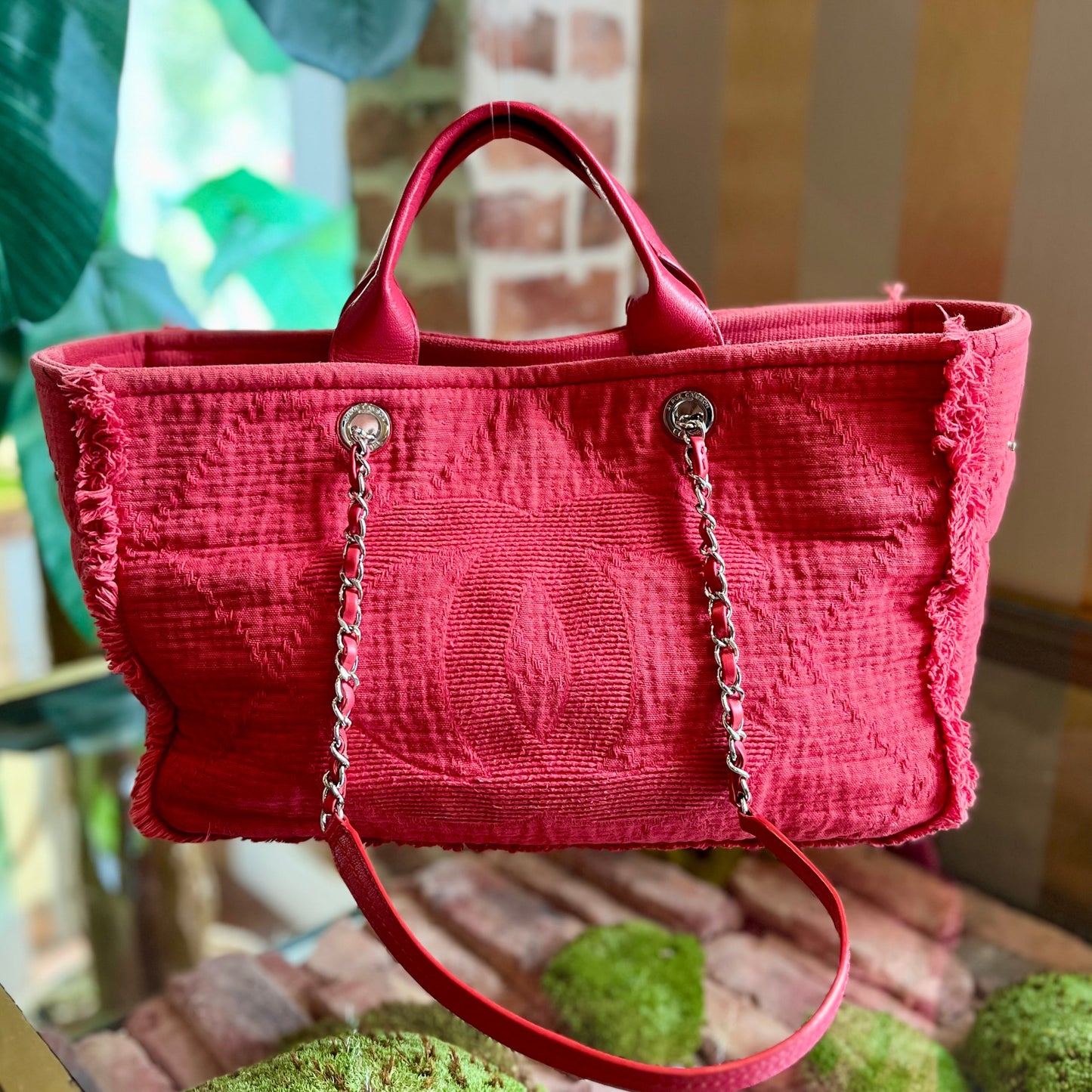 CHANEL Red In The Mix Tote Bag Jacquard