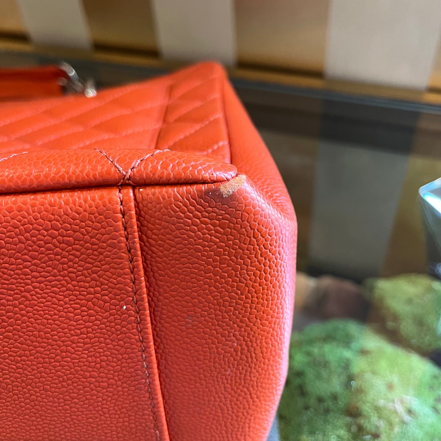 CHANEL Orange Caviar Grand Shopping Tote