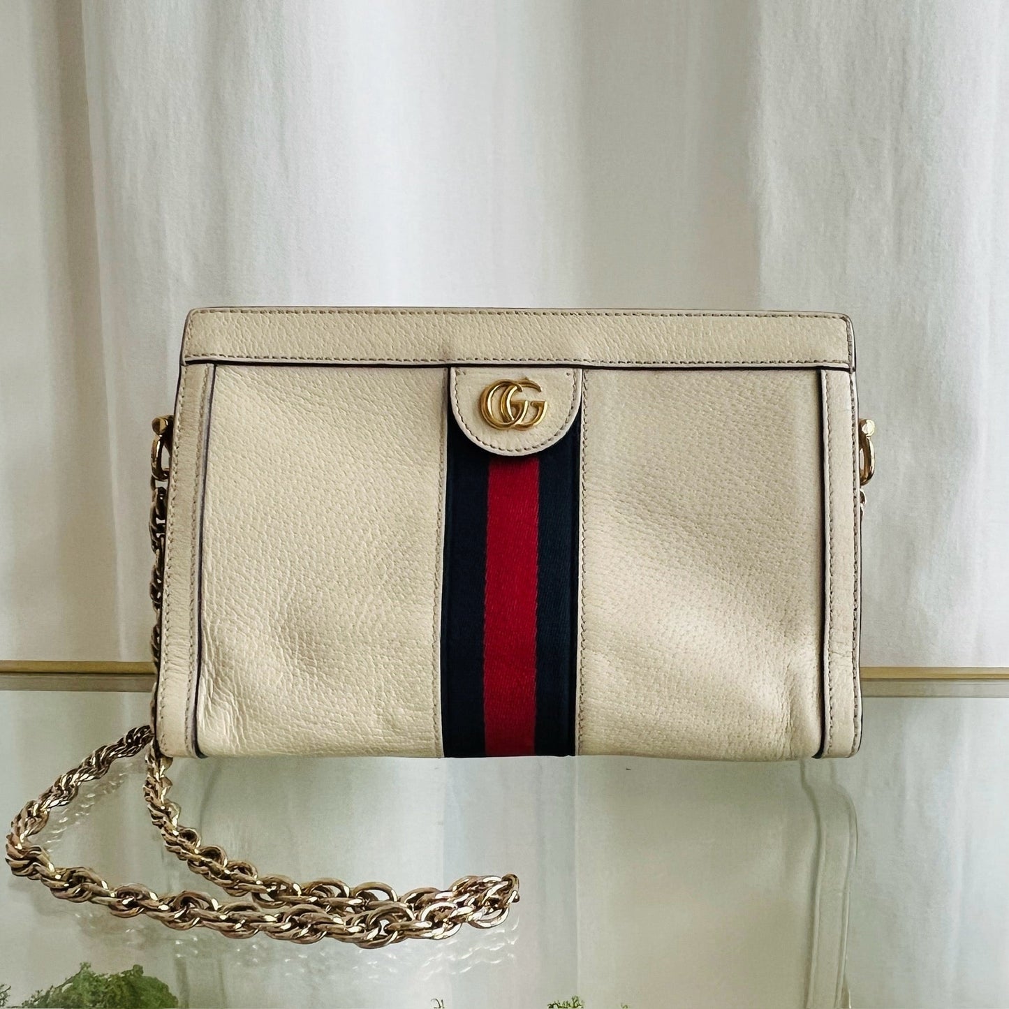 GUCCI White Ophidia Leather Small Shoulder Bag