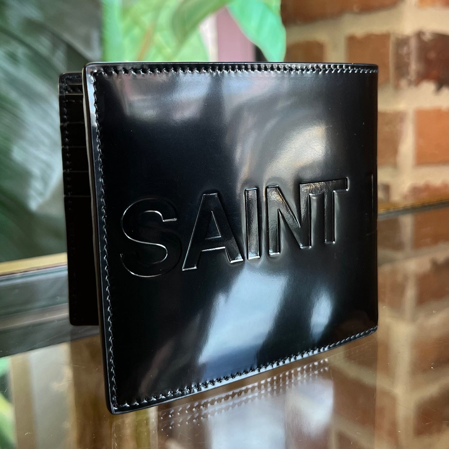 SAINT LAURENT Debossed Logo East West Wallet