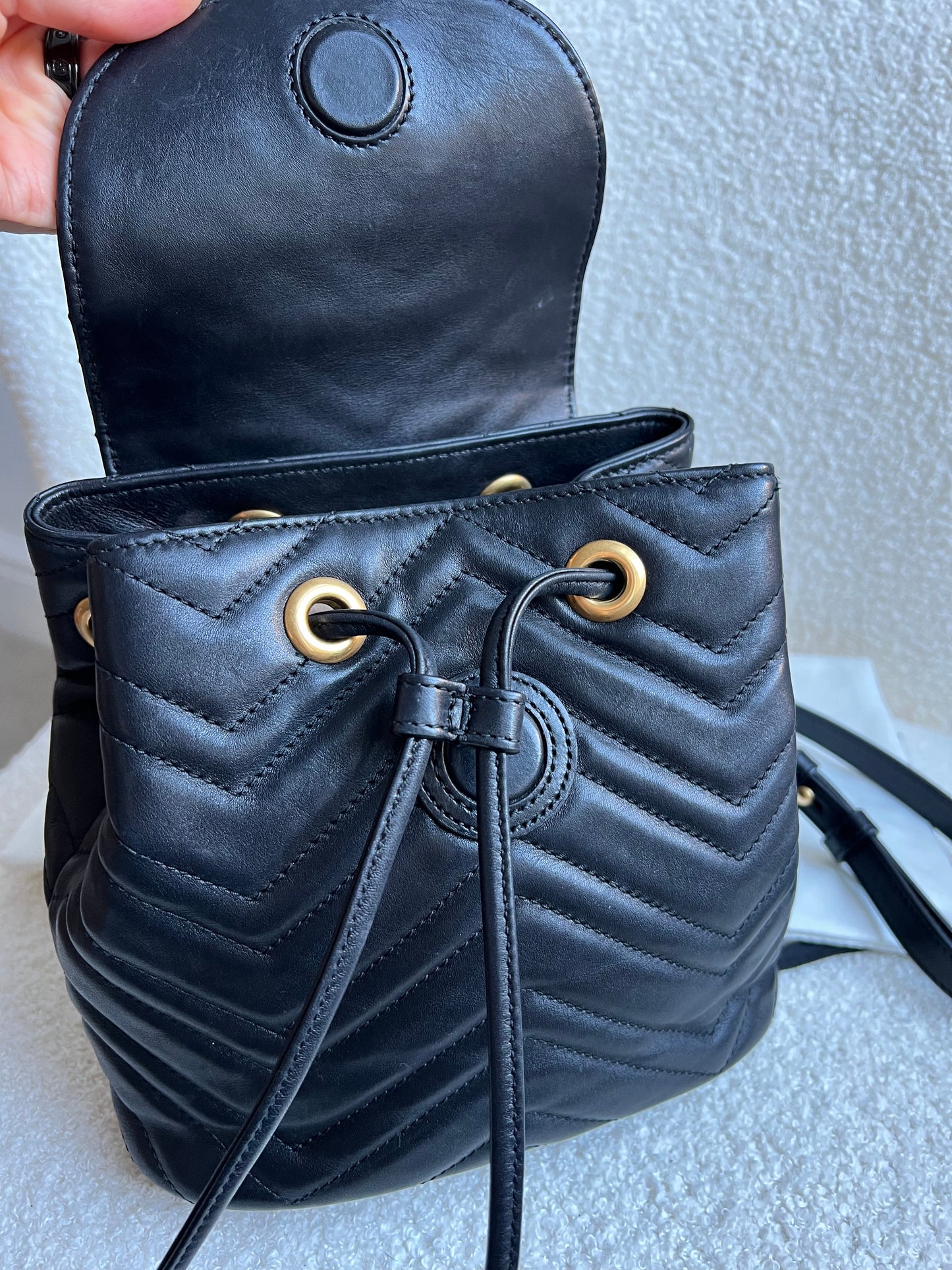 Gucci GG Black Mini Marmont Backpack