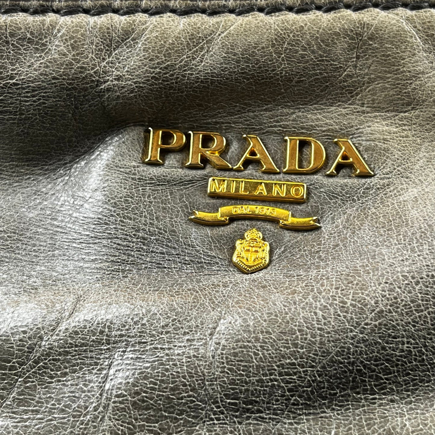 PRADA Fumo Vitello Shine Hobo Bag TS3738