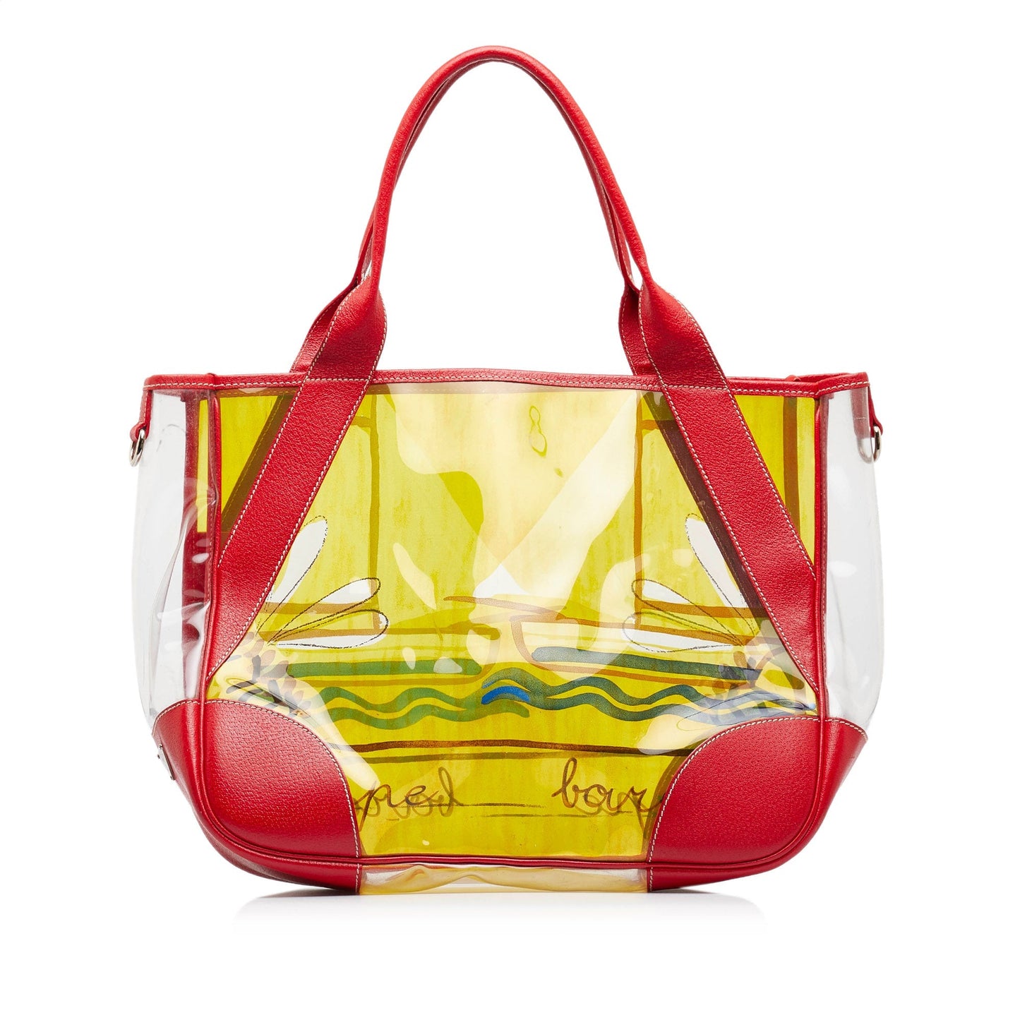 Yellow Prada Printed Vinyl Tote Bag