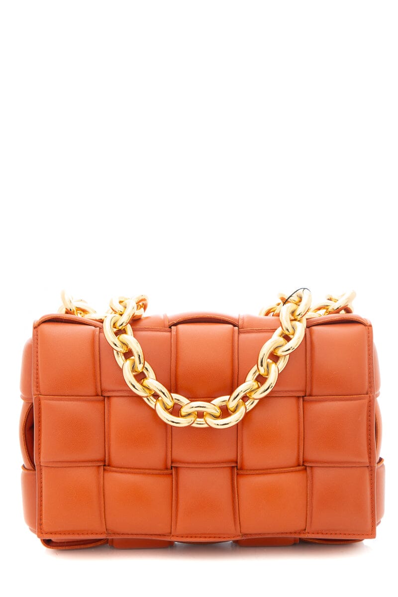 Bottega Veneta Orange Cassette Chain Handbag