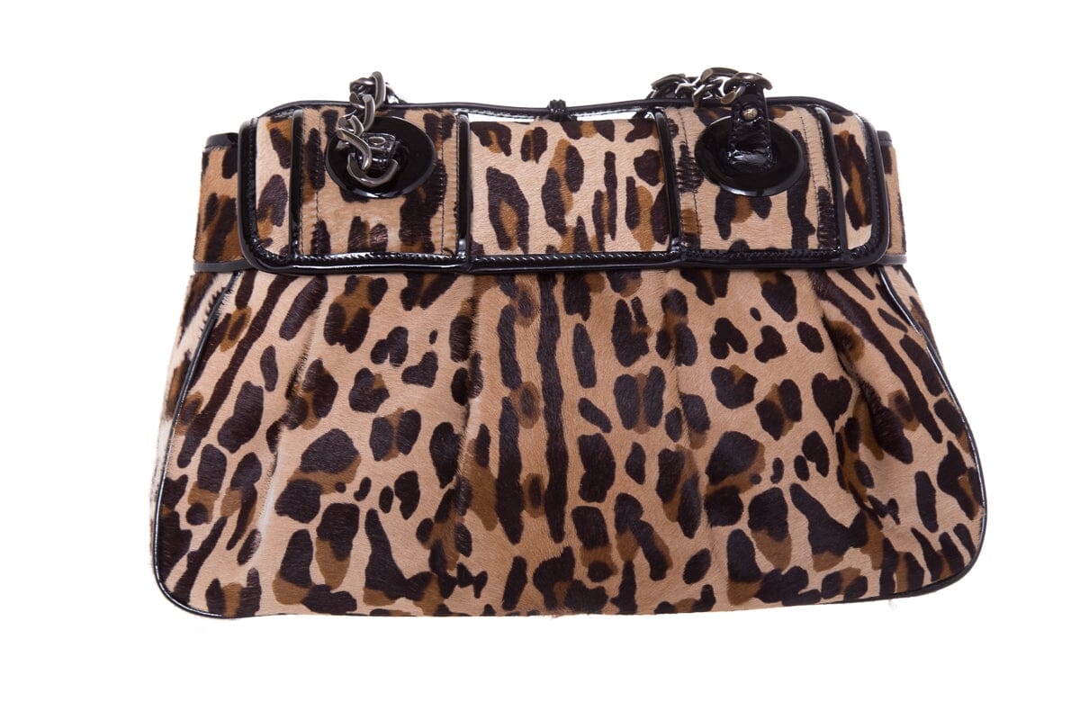 Fendi Leopard Print Calf Hair B Handbag