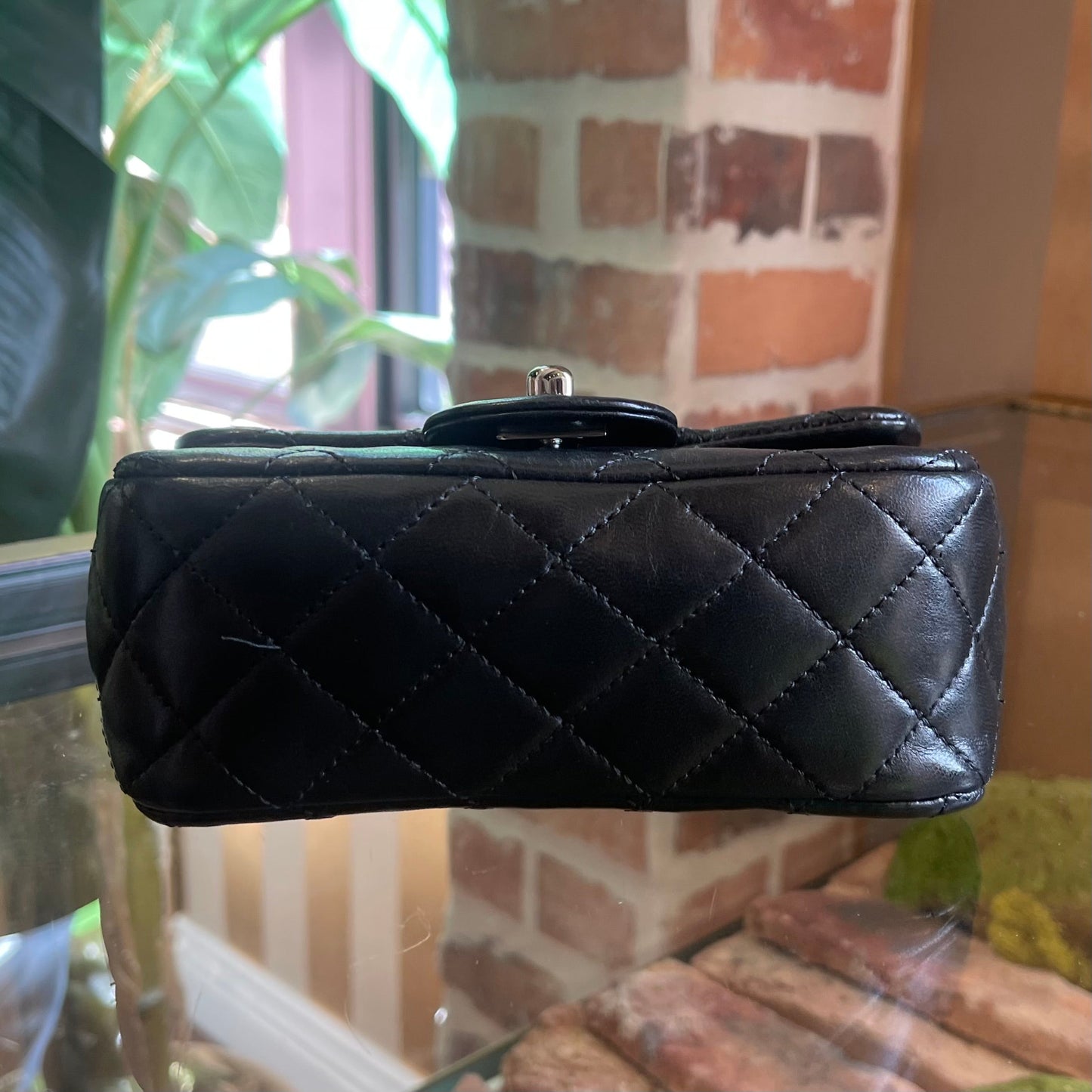 CHANEL Mini Black Quilted Lambskin Flap Bag ADI1075