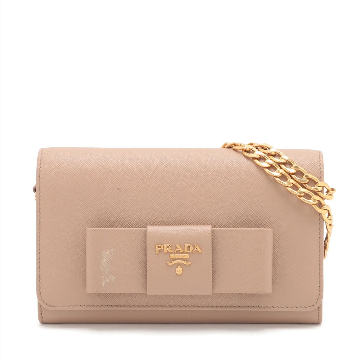 Prada Saffiano Lux Chain Wallet Beige 1BP005 #1720